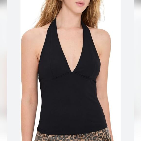 Free People Intimately FP NWT Have It All  Black Halter Cami  L - Picture 1 of 12